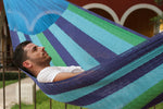 King Size Outdoor Cotton Mexican Hammock in Oceanica Colour