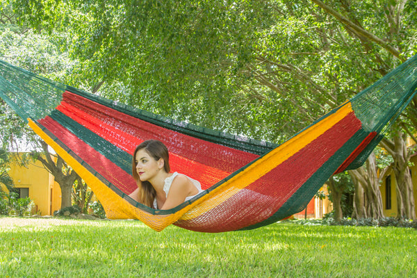  Queen Size Outdoor Cotton Mexican Hammock in Imperial Colour