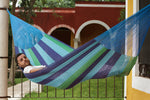 Queen Size Outdoor Cotton Mexican Hammock in Oceanica Colour