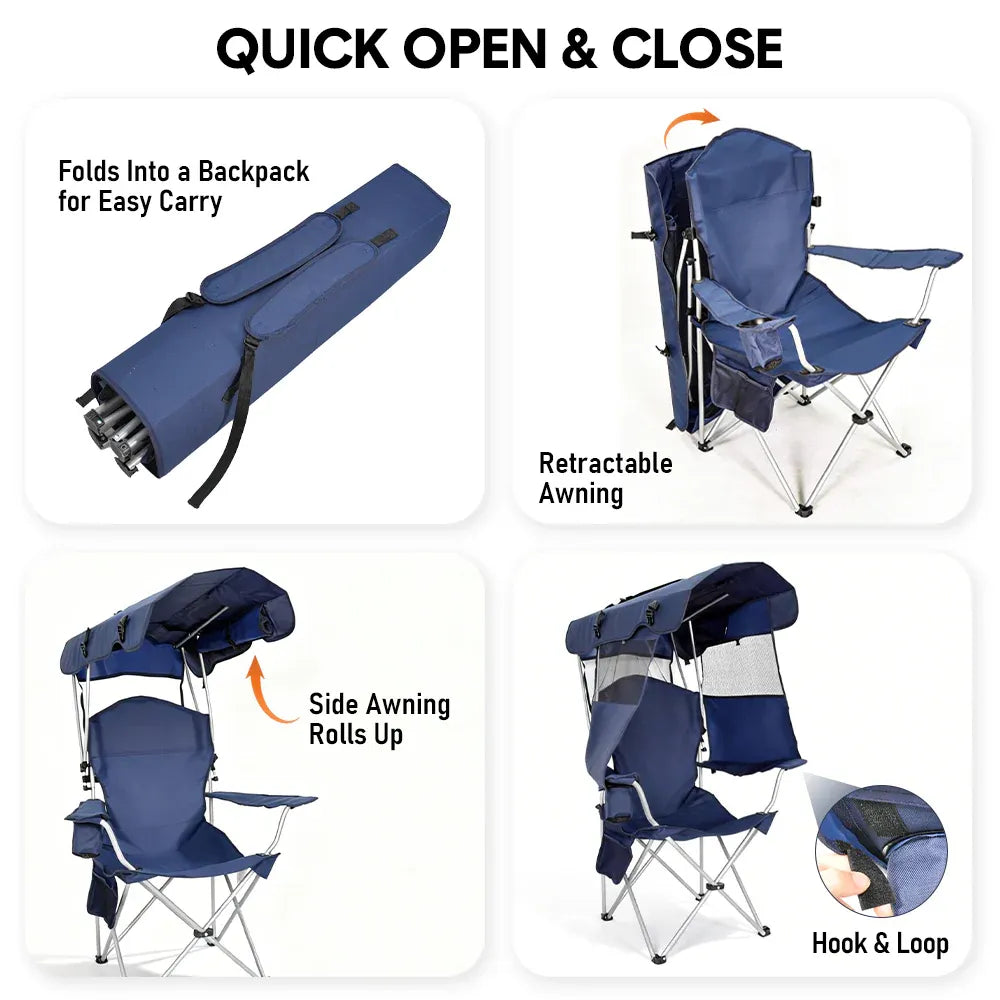 Foldable Portable Fabric Chair - Blue 86x52cm