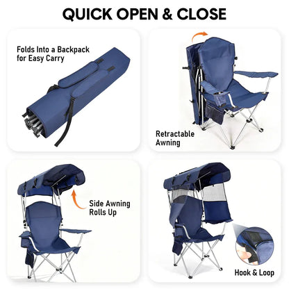 Foldable Portable Fabric Chair - Blue 86x52cm