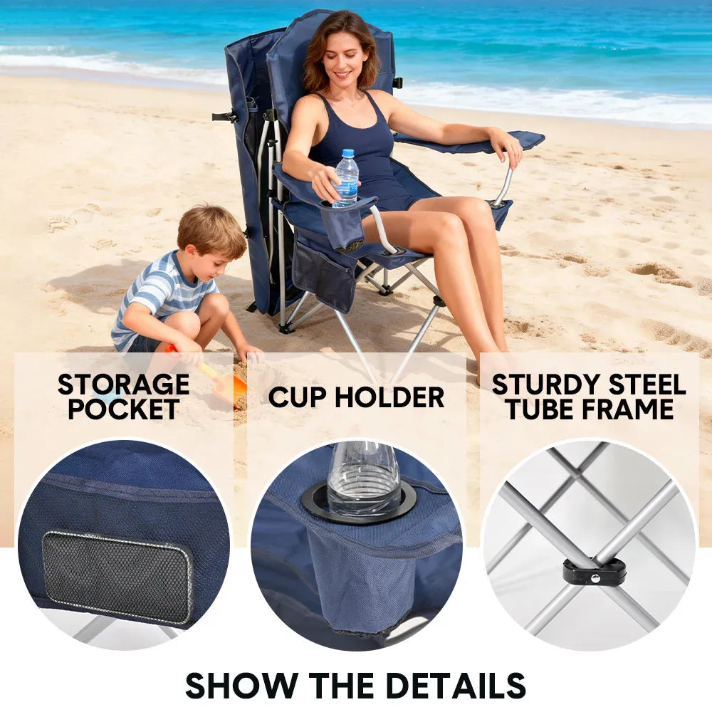 Foldable Portable Fabric Chair - Blue 86x52cm