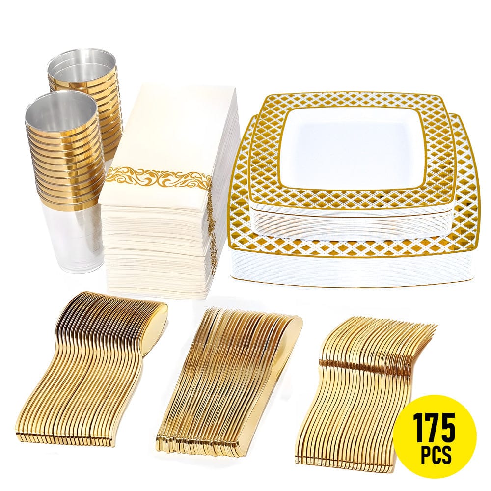 Gold Disposable Tableware Set