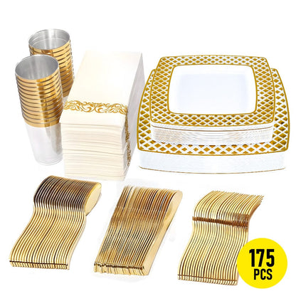 Gold Disposable Tableware Set