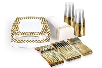 Gold Disposable Tableware Set