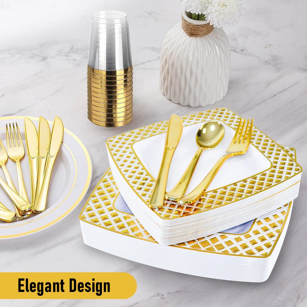 Gold Disposable Tableware Set