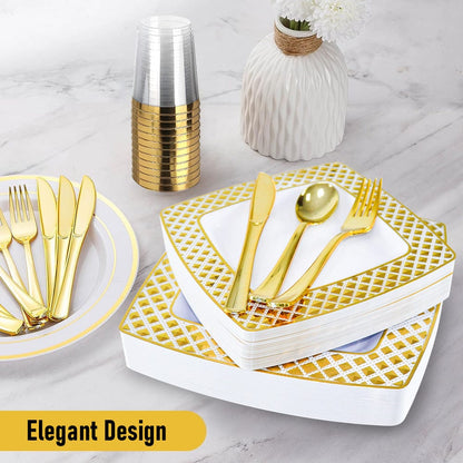 Gold Disposable Tableware Set