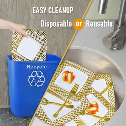 Gold Disposable Tableware Set