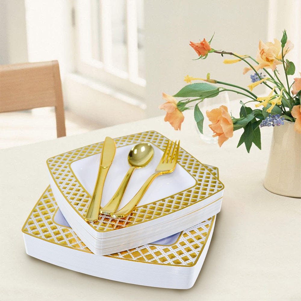Gold Disposable Tableware Set