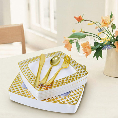 Gold Disposable Tableware Set