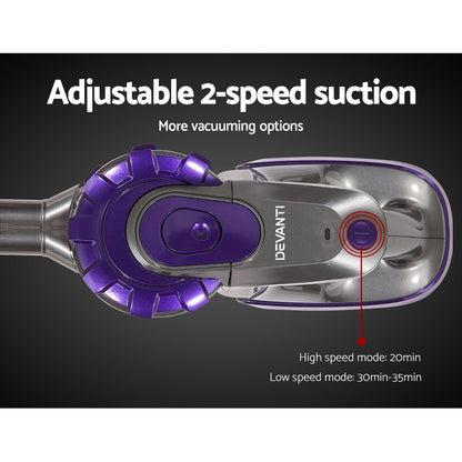 Durable Devanti Cordless Vacuum Cleaner with Roller Brush - 150W