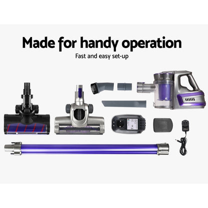 Durable Devanti Cordless Vacuum Cleaner with Roller Brush - 150W