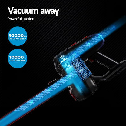 Sleek Red Cordless Stick Vacuum Cleaner - 150W