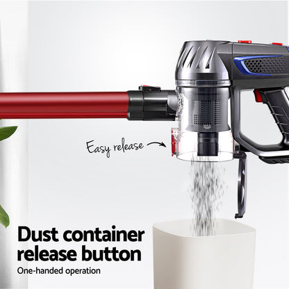 Sleek Red Cordless Stick Vacuum Cleaner - 150W