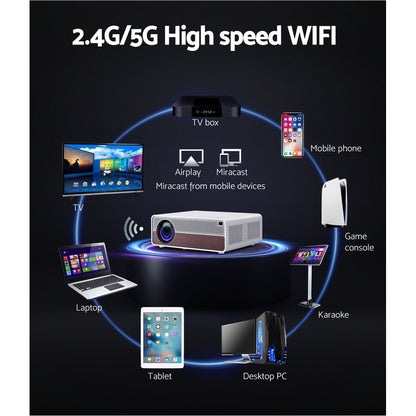Portable Wifi Video Projector 4K Home Theater Hdmi 1080P Native