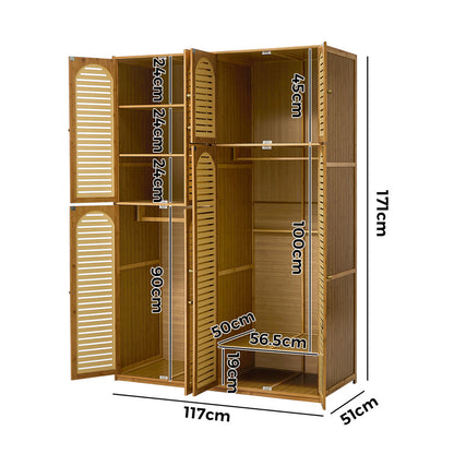 Bamboo Wardrobe Storage Cabinet 117x51x171cm