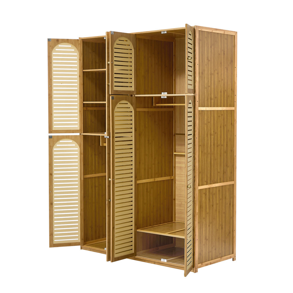 Bamboo Wardrobe Storage Cabinet 117x51x171cm
