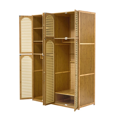 Bamboo Wardrobe Storage Cabinet 117x51x171cm