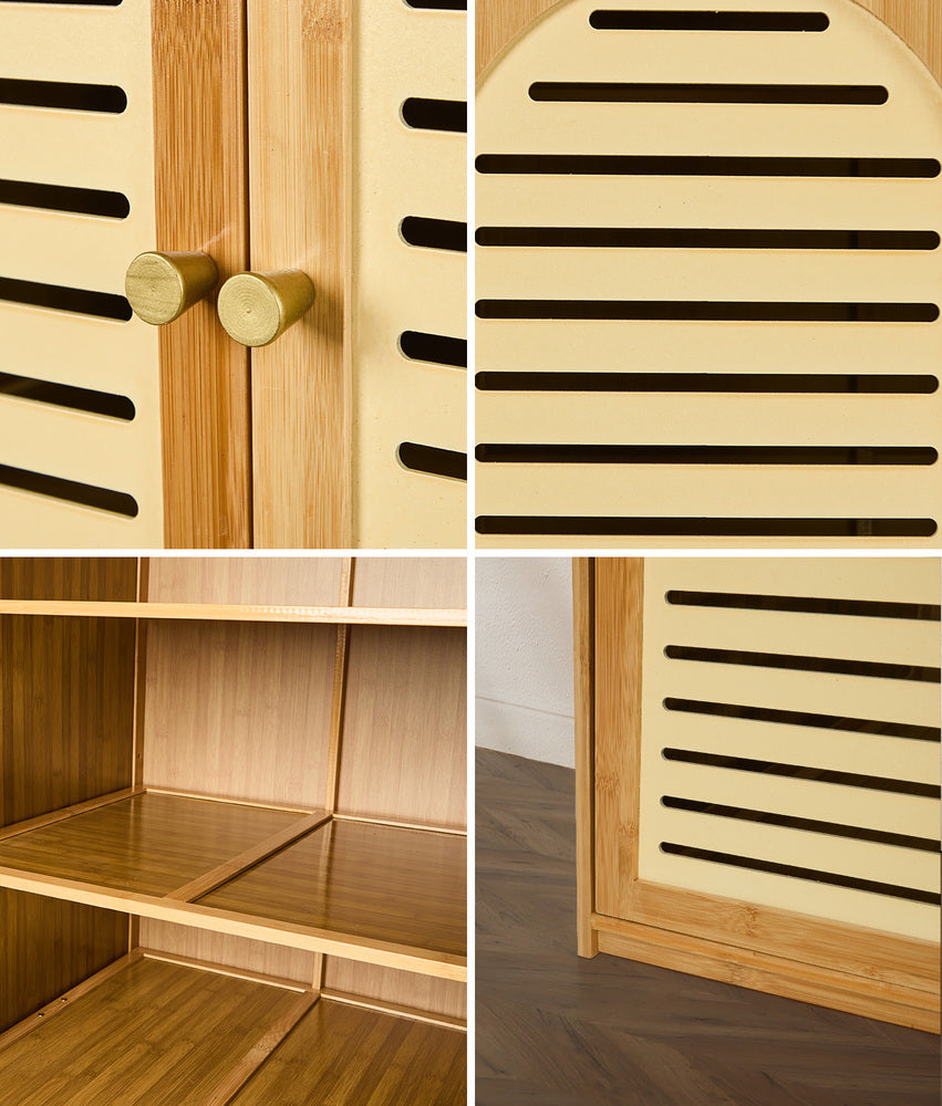 Bamboo Wardrobe Storage Cabinet 117x51x171cm