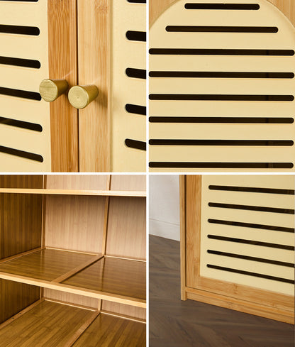 Bamboo Wardrobe Storage Cabinet 117x51x171cm