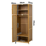 Bamboo Wardrobe 4 Door Storage Cabinet With Hanging Rod Natural Wood