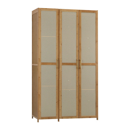 3 Door Wardrobe 6 Shelf Clothes Cabinet | HomeAndLiving