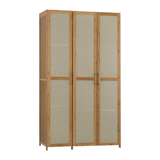 3 Door Wardrobe 6 Shelf Clothes Cabinet | HomeAndLiving