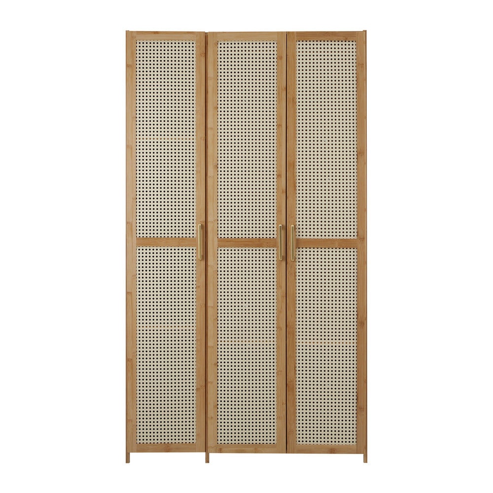 3 Door Wardrobe 6 Shelf Clothes Cabinet | HomeAndLiving