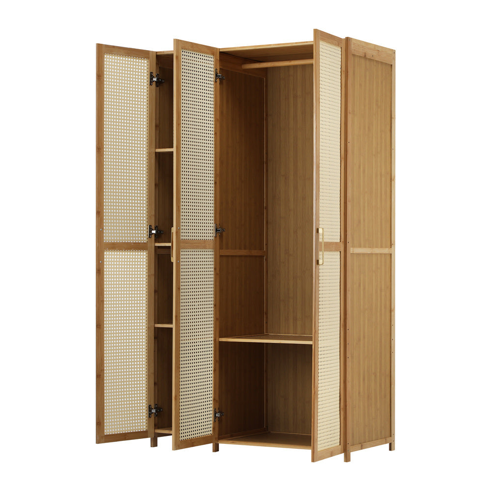 3 Door Wardrobe 6 Shelf Clothes Cabinet | HomeAndLiving