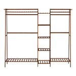 Clothes Rack Open Wardrobe Hanging Rail Bamboo 9 Shelves