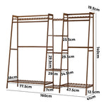 Clothes Rack Open Wardrobe Hanging Rail Bamboo 9 Shelves