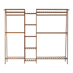 Clothes Rack Open Wardrobe Hanging Rail Bamboo 9 Shelves