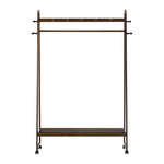 Clothes Rack Hanging Rail Bamboo Portable Wheels