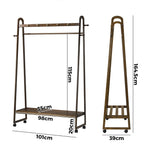 Clothes Rack Hanging Rail Bamboo Portable Wheels