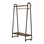 Clothes Rack Hanging Rail Bamboo Portable Wheels