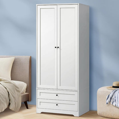 Wardrobe Cabinet Clothes Storage Large Cupboard 2 Doors Organiser White