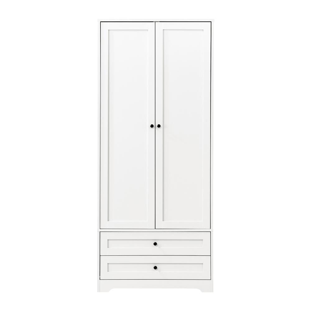 Wardrobe Cabinet Clothes Storage Large Cupboard 2 Doors Organiser White