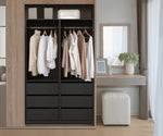 Wardrobe 3 Drawers Hanging Rail Natural/Black