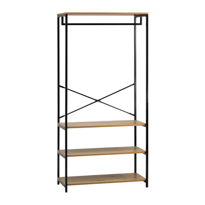 Open Wardrobe with Hanging Rail Metal 4 shelves