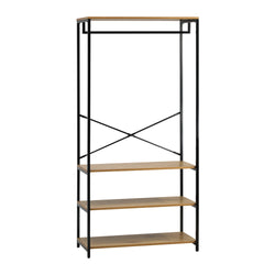 Open Wardrobe with Hanging Rail Metal 4 shelves