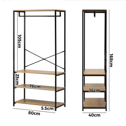 Open Wardrobe with Hanging Rail Metal 4 shelves