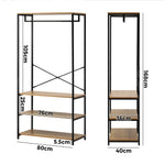 Open Wardrobe with Hanging Rail Metal 4 shelves