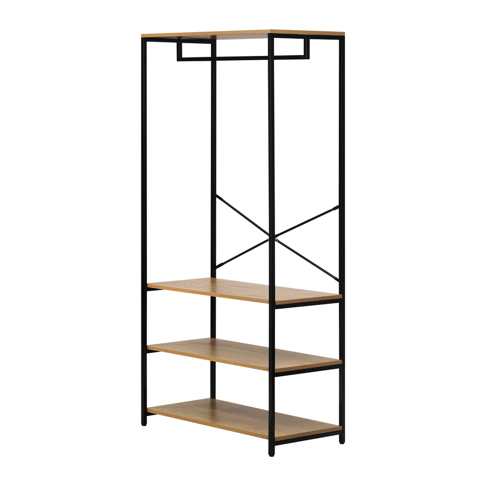 Open Wardrobe with Hanging Rail Metal 4 shelves