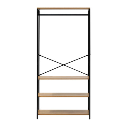 Open Wardrobe with Hanging Rail Metal 4 shelves