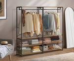 Open Wardrobe with Hanging Rail Metal 4 shelves