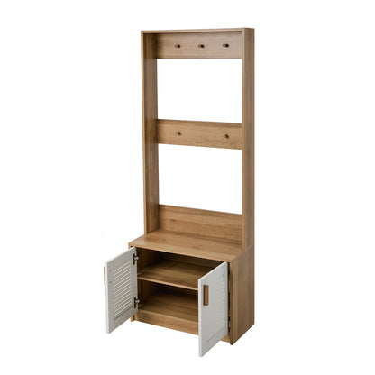 Tree Wardrobe Shelf Bench Coat Rack Entryway Storage Natural