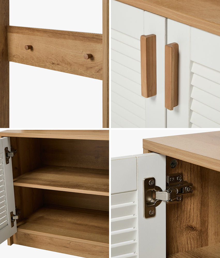 Tree Wardrobe Shelf Bench Coat Rack Entryway Storage Natural