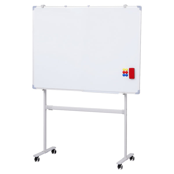  90X120Cm Standing Magnetic Whiteboard With Wheels