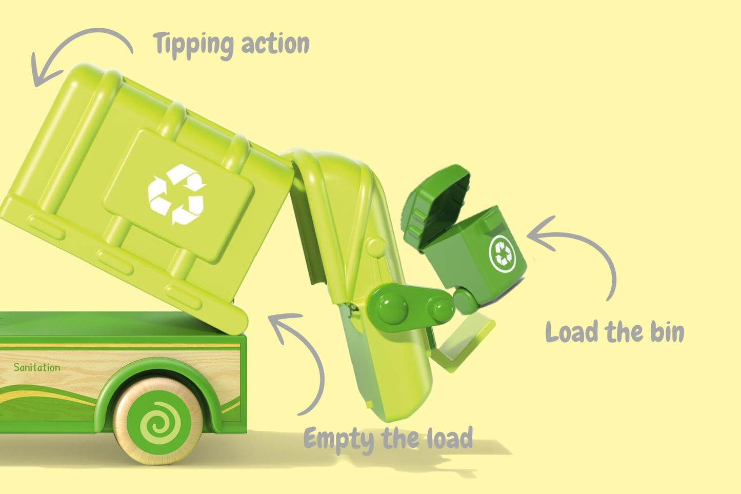 Wooden recycle truck with sound and light