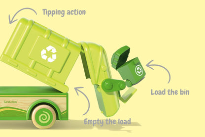 Wooden recycle truck with sound and light